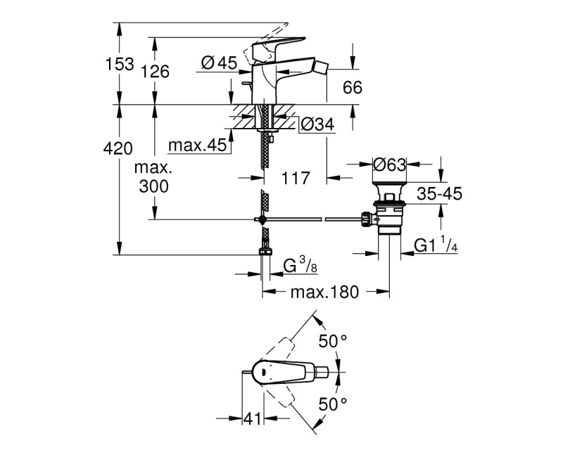 Grohe BauEdge New Bidē jaucējkrāns, 23331001