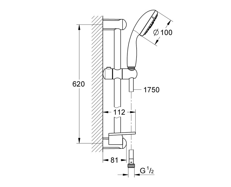 GROHE TEMPESTA 100 ﻿Душевой гарнитур 4 режима, 28436002