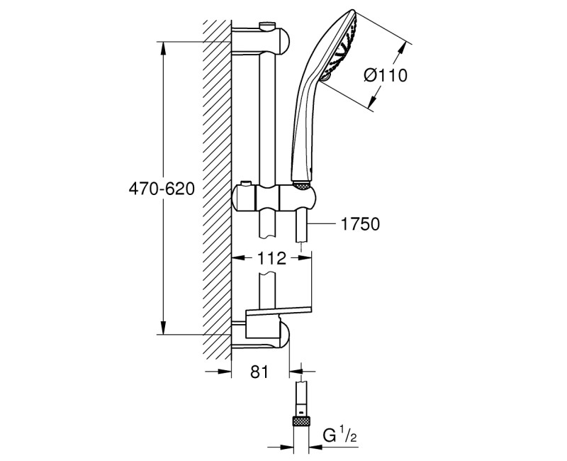 GROHE Euphoria 110 Massage Dušas komplekts 3 režīmi, 27231001