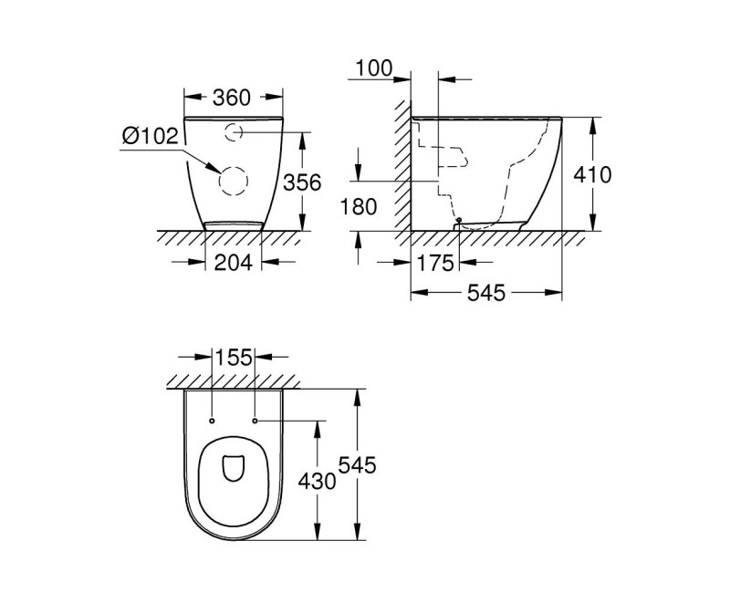 Grohe Essence Rimless WC напольный унитаз, 3957300H
