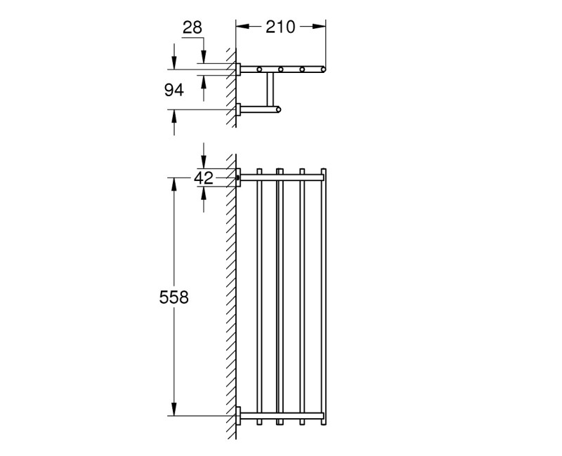 Grohe Essentials Cube Полотенцедержатель с полкой 60 см, хром