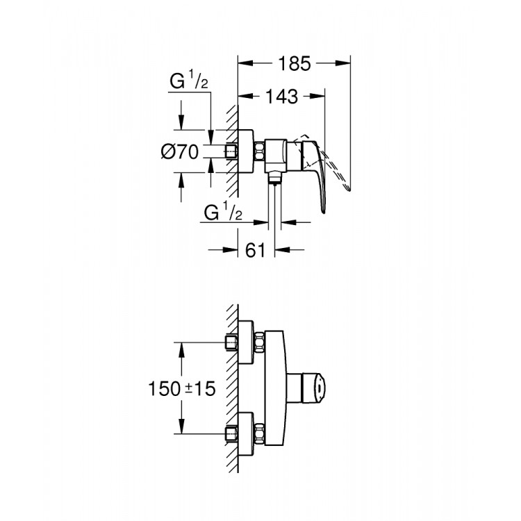 Grohe BauEdge New Dušas jaucējkrāns, 23635001 Grohe BauEdge New Dušas jaucējkrāns, 23635001