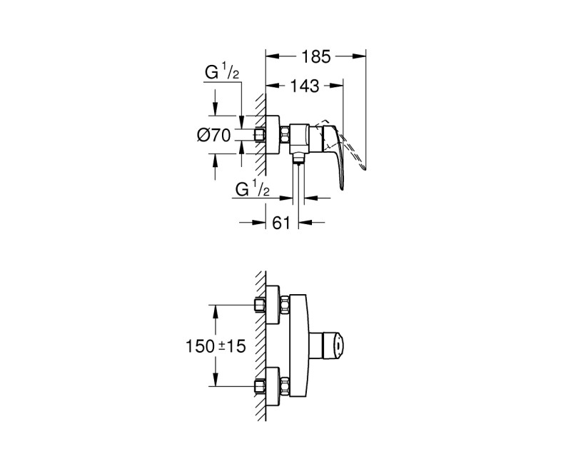 Grohe BauEdge New Смеситель для душа, 23635001