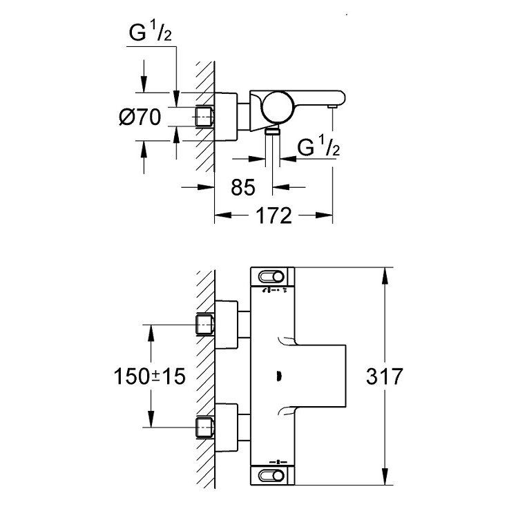 Grohe GROHTHERM 2000 Vannas/dušas termostats, hroms Grohe GROHTHERM 2000 Vannas/dušas termostats, hroms
