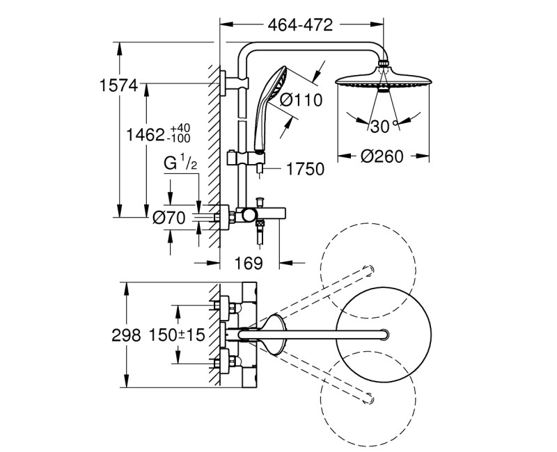 GROHE Euphoria 260 Душевая система, 27475002