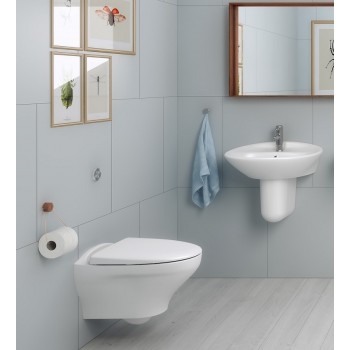 Piekaramais tualetes pods Gustavsberg Estetic 8330 sienas WC ar SoftClose vāku, CeramicPlus, Hygienic Flush, balts