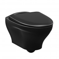 Piekaramais tualetes pods Gustavsberg Estetic, Hygienic Flush mala, vāks ar Soft Close/Quick Release, Ceramicplus melns
