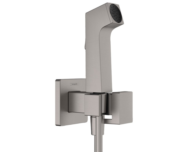 Hansgrohe Square EcoSmart+ Iebūvējamās bidetta jaucējkrāna virsapmetuma daļa, matēts melns hroms 29233340