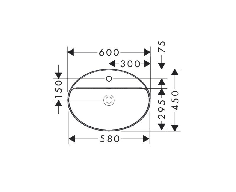 Hansgrohe Xuniva D Uzliekamā izlietne 60x45cm SmartClean, 61078450