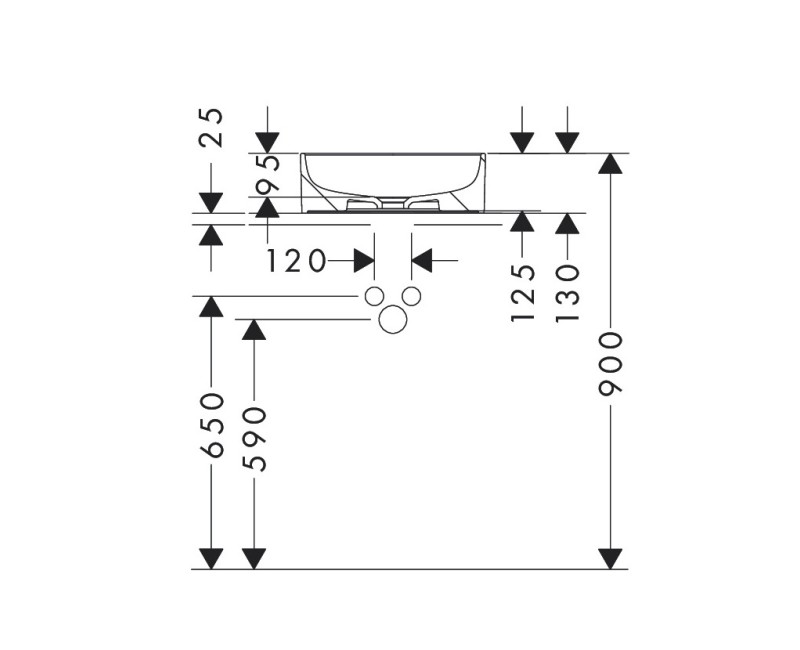 Hansgrohe Xuniva S Нaкладная раковина 40x40см, 60164450