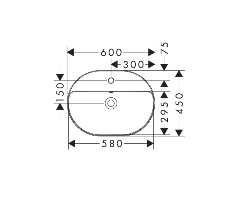 Hansgrohe Xuniva U Uzliekamā izlietne 60x45cm, 60171450