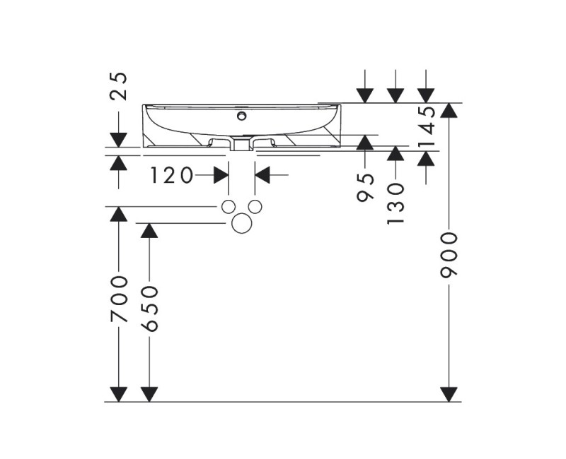 Hansgrohe Xuniva U Uzliekamā izlietne 60x45cm, 60171450