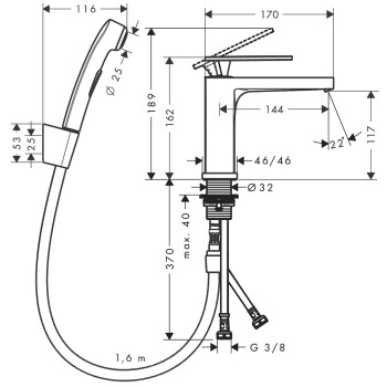 Hansgrohe Tecturis E Bidetta jaucējkrāns, hroms
