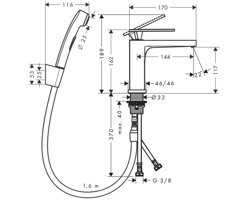 Hansgrohe Tecturis E Смеситель для умывальника с бидеттой, хром