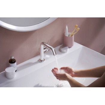 Смеситель для раковины Hansgrohe Tecturis S 110 Fine CoolStart, с кнопкой, EcoSmart+, матовый черный