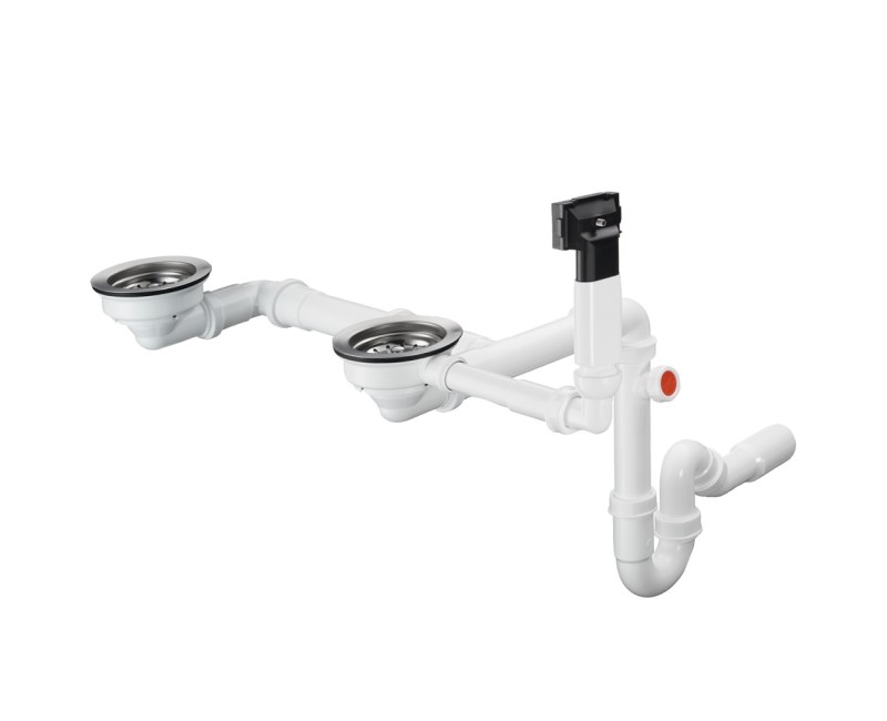 Hansgrohe Dubultās virtuves izlietnes sifons ar pārplūdi un izplūdi D17-10