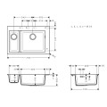 Hansgrohe S510-F635 Virtuves izlietne 77x51cm, stone grey