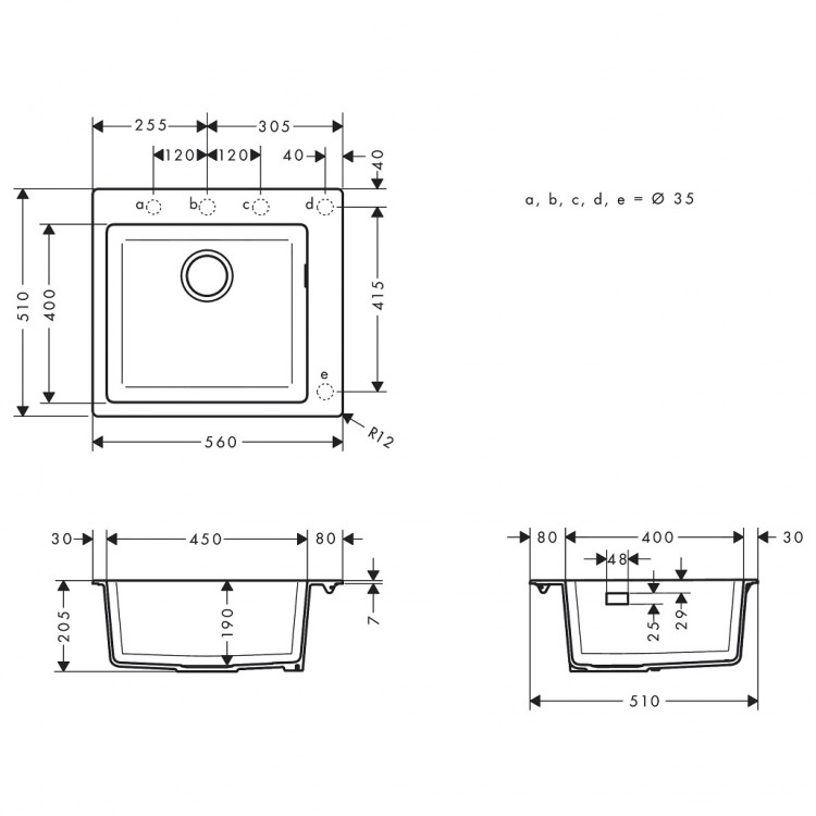 Hansgrohe S510-F450 Кухонная мойка 56х51см, concrete grey Hansgrohe S510-F450 Кухонная мойка 56х51см, concrete grey