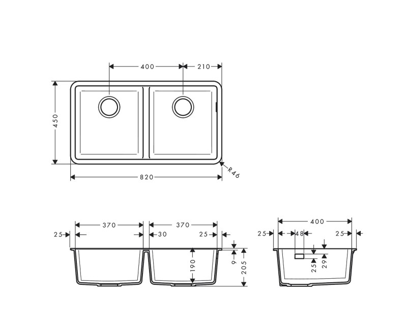 Hansgrohe S510-U770 Virtuves izlietne 82x45cm, stone grey
