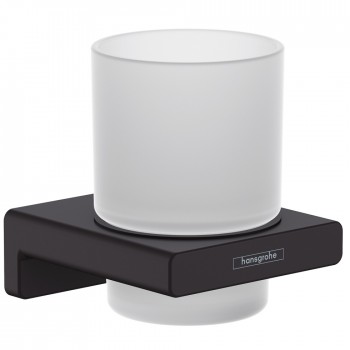 Glāze ar turētāju Hansgrohe AddStoris, matēta melna