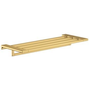 Полка для ванной Hansgrohe AddStoris с держателем для полотенец, длина 65 см, полированное золото 41751990