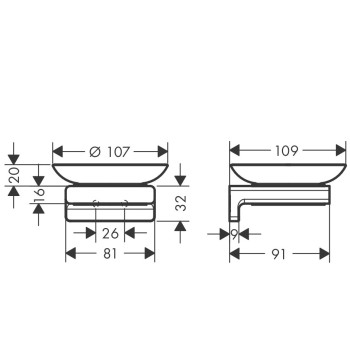 Ziepju trauks Hansgrohe AddStoris ar turētāju, matēts stikls/matēti balts 41746700
