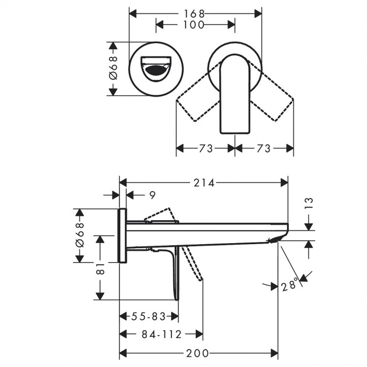 Hansgrohe Rebris E Iebūvējamais izlietnes jaucējkrāns, melns 72568670