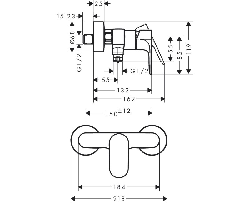 Hansgrohe Rebris S Смеситель для душа, черный 72640670