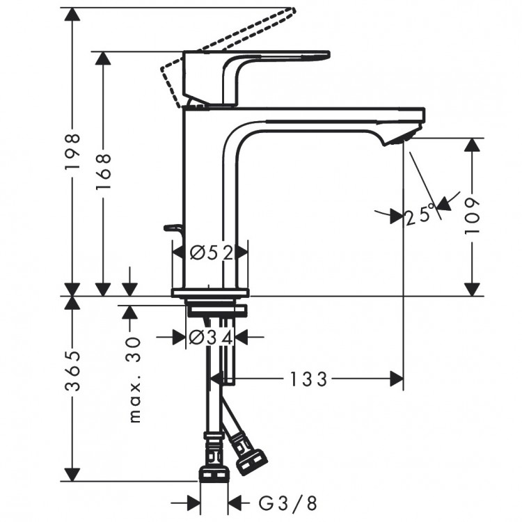 Hansgrohe Rebris S 110 Izlietnes jaucējkrāns ar korķi, melns 72517670 Hansgrohe Rebris S 110 Izlietnes jaucējkrāns ar korķi, melns 72517670