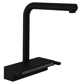 Hansgrohe AQUNO Select M81 2jet Virtuves jaucējkrāns ar izvelkamu izteku, melns matēts 73830670