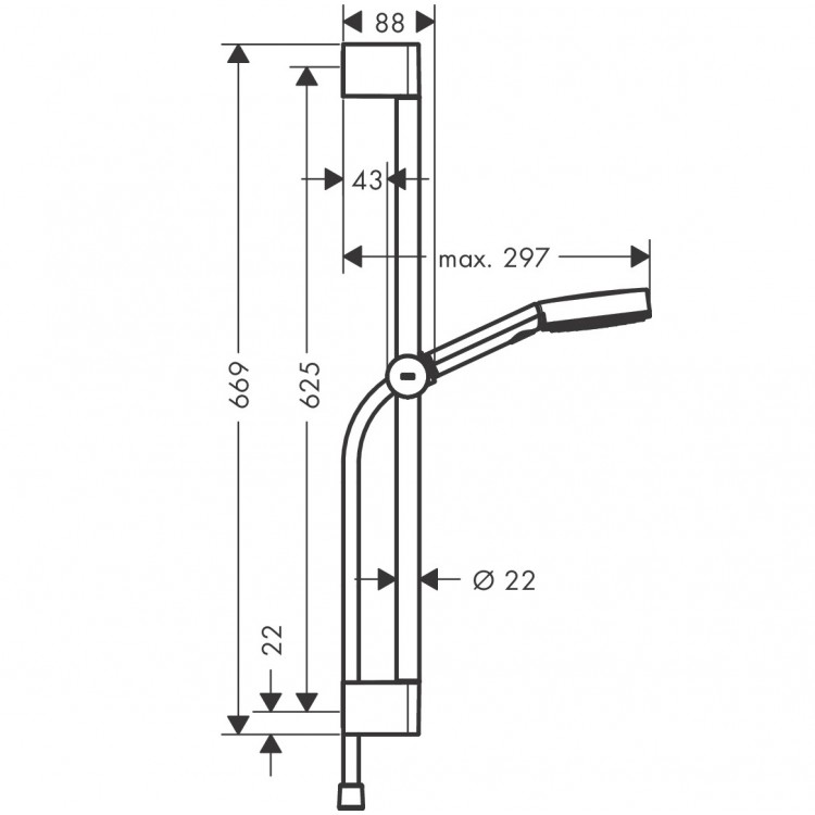 Hansgrohe Dušas komplekts Pulsify 105 3jet Relaxation EcoSmart 65 cm, HG24161000