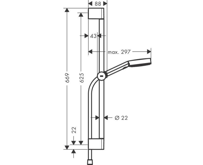 Hansgrohe Dušas komplekts Pulsify 105 3jet Relaxation EcoSmart 65 cm, HG24161000
