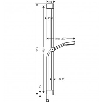Dušas komplekts Hansgrohe Pulsify Select 105 3jet Relaxation, 900 mm, matēts melns
