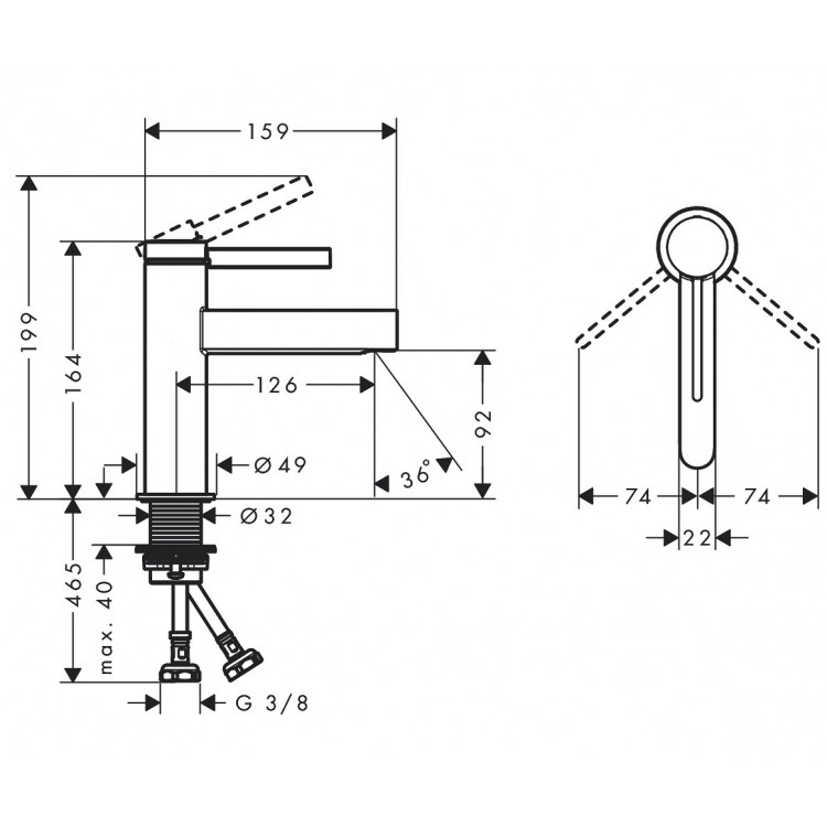 Hansgrohe Finoris Izlietnes jaucējkrāns ar korķi, 76010670 Hansgrohe Finoris Izlietnes jaucējkrāns ar korķi, 76010670