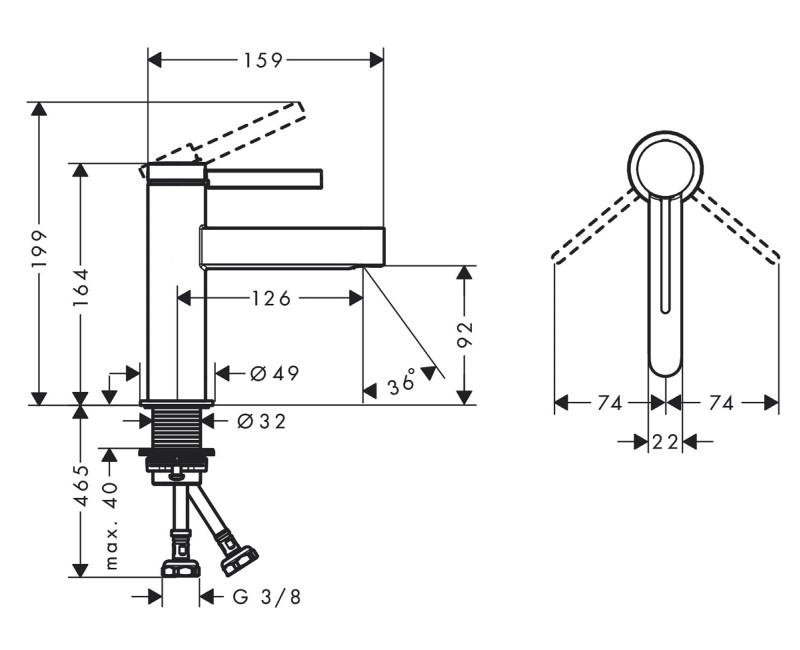 Hansgrohe Finoris Смеситель для умывальника с клапаном 76020000