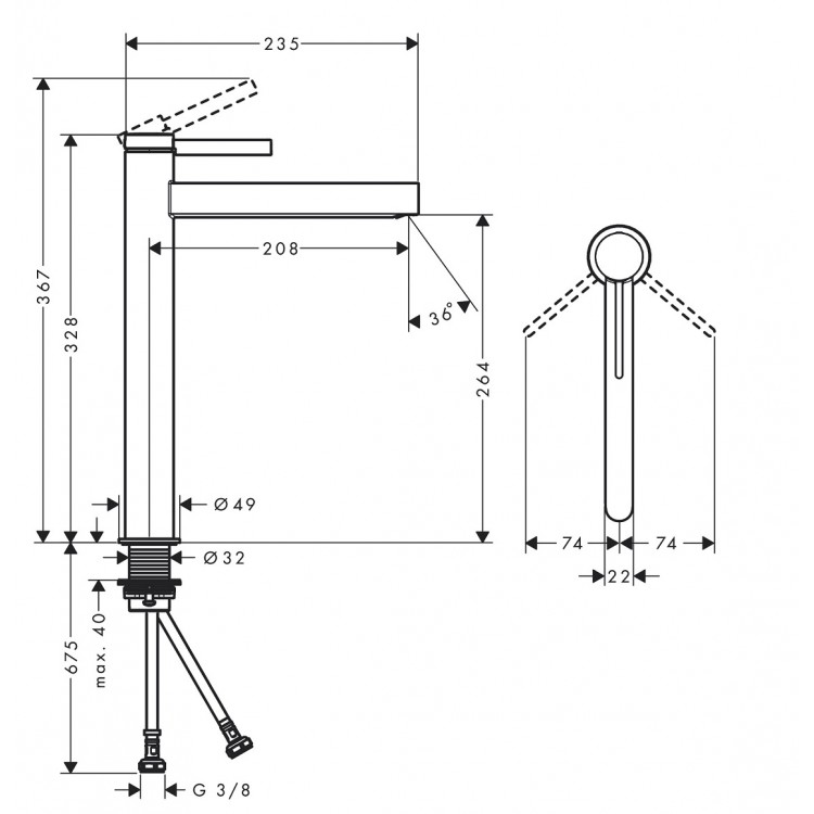 Hansgrohe Finoris Izlietnes jaucējkrāns, 76070670 Hansgrohe Finoris Izlietnes jaucējkrāns, 76070670