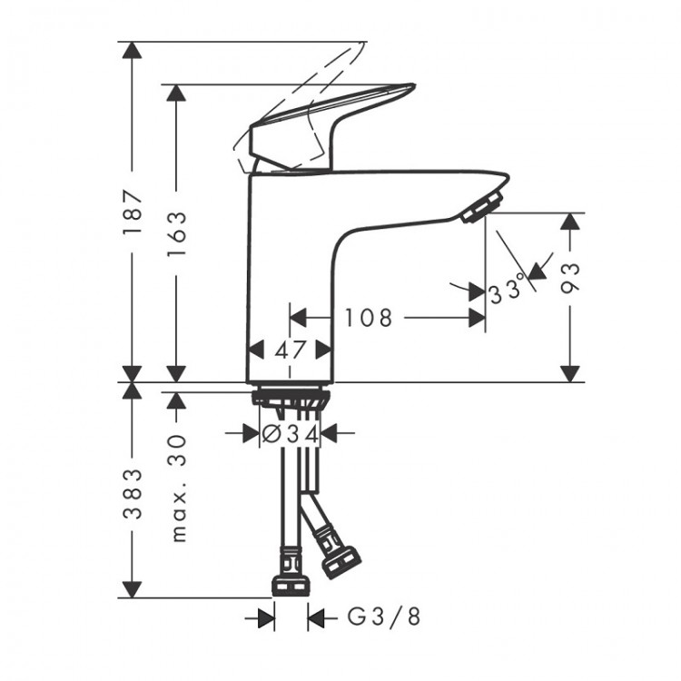 Hansgrohe Logis 100 Izlietnes jaucējkrāns, hroms 71101000 Hansgrohe Logis 100 Izlietnes jaucējkrāns, hroms 71101000