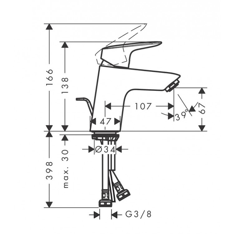 Hansgrohe Logis 70 Izlietnes jaucējkrāns ar pop-up noteces aizvaru, hroms 71070000 Hansgrohe Logis 70 Izlietnes jaucējkrāns ar pop-up noteces aizvaru, hroms 71070000