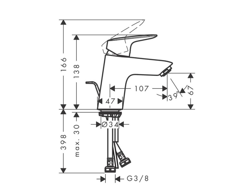 Hansgrohe Logis 70 Izlietnes jaucējkrāns ar pop-up noteces aizvaru, hroms 71070000