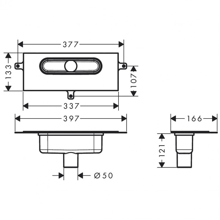 Hansgrohe Трап для душевого лотка uBox Universal, вертикальный 01002180 Hansgrohe Трап для душевого лотка uBox Universal, вертикальный 01002180