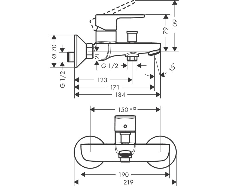 Hansgrohe Vernis Blend Vannas/dušas jaucējkrāns, 71440670