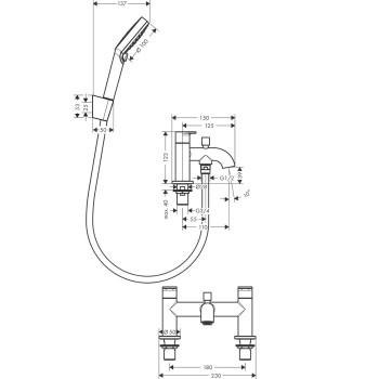Hansgrohe Vernis Blend Jaucējkrāns uz vannas malas, 71461670
