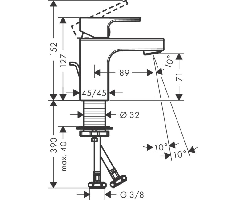 Hansgrohe Vernis Shape Izlietnes jaucējkrāns ar korķi, 71560000
