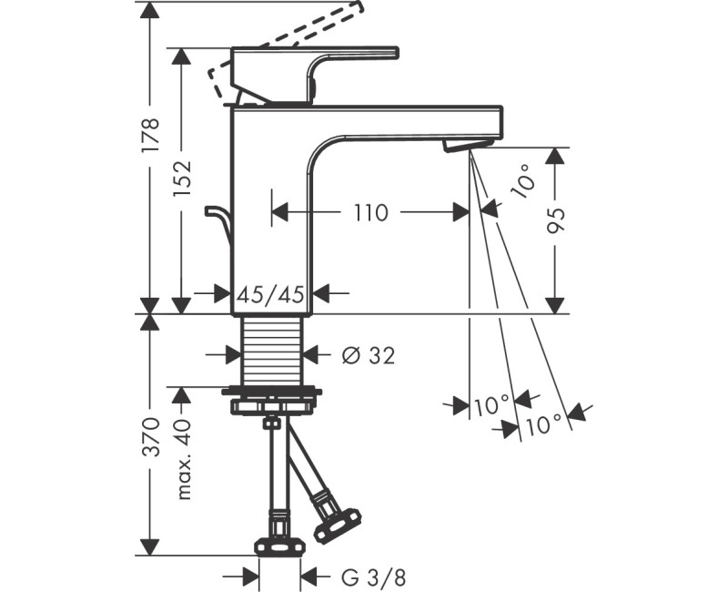 Hansgrohe Vernis Shape Izlietnes jaucējkrāns ar korķi, 71561670