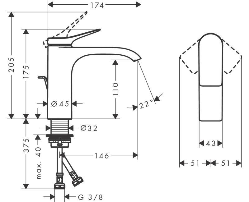 Hansgrohe Vivenis Izlietnes jaucējkrāns ar korķi, 75010700