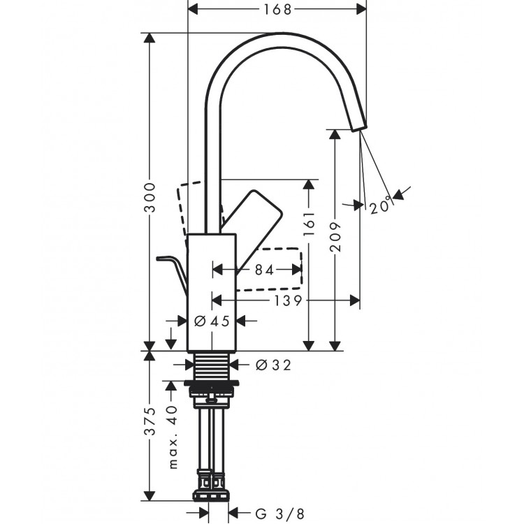 Hansgrohe Vivenis Izlietnes jaucējkrāns ar korķi, 75030700 Hansgrohe Vivenis Izlietnes jaucējkrāns ar korķi, 75030700