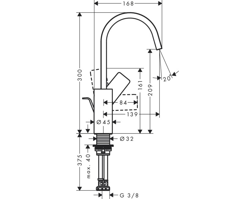 Hansgrohe Vivenis Izlietnes jaucējkrāns ar korķi, 75030700
