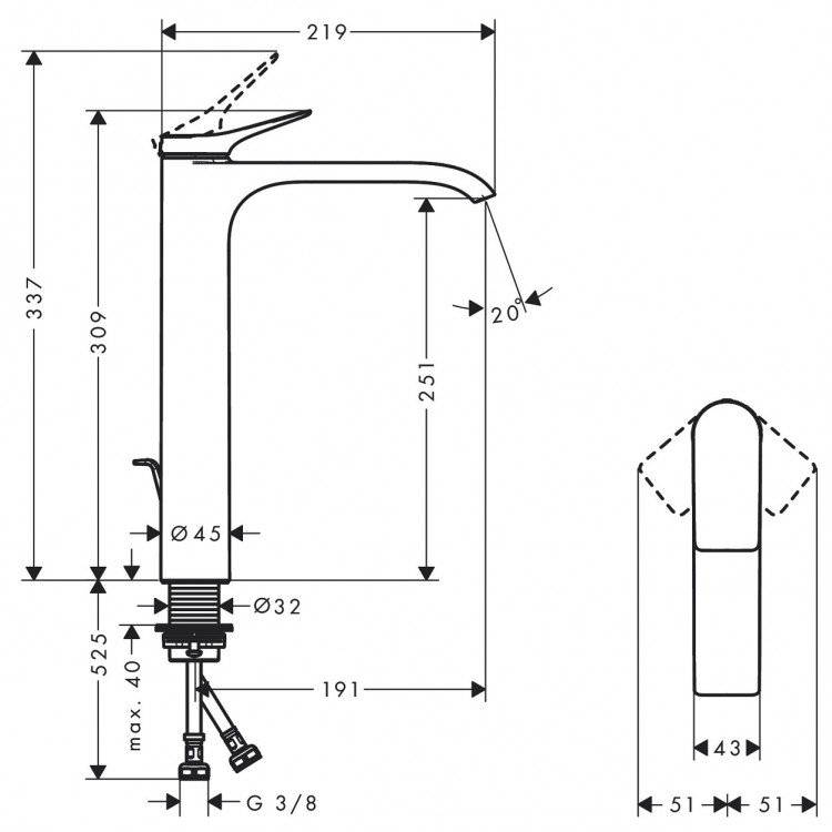 Hansgrohe Vivenis Izlietnes jaucējkrāns, 75040000 Hansgrohe Vivenis Izlietnes jaucējkrāns, 75040000