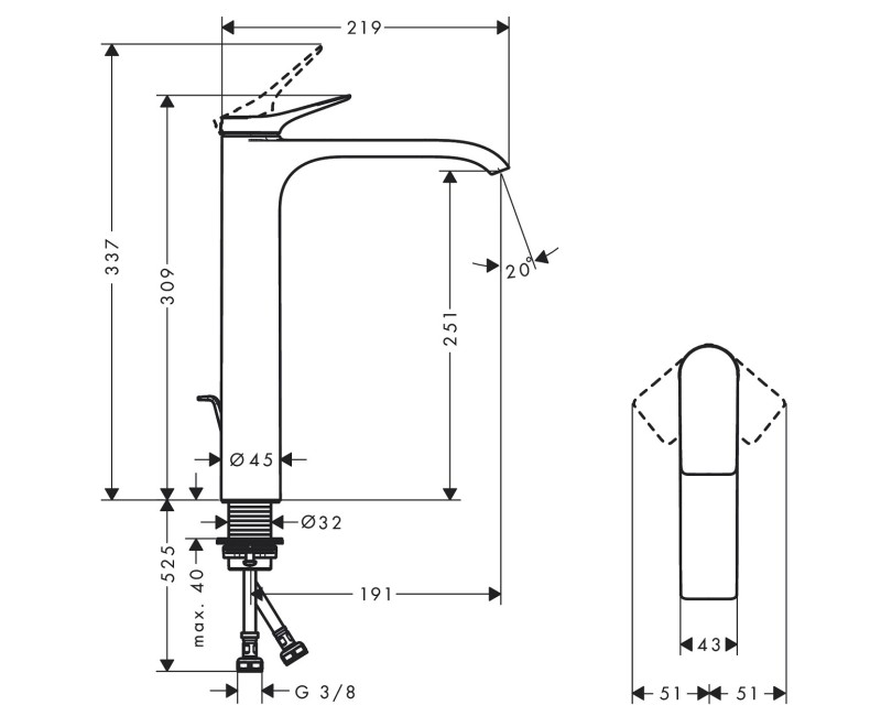 Hansgrohe Vivenis Izlietnes jaucējkrāns, 75040000
