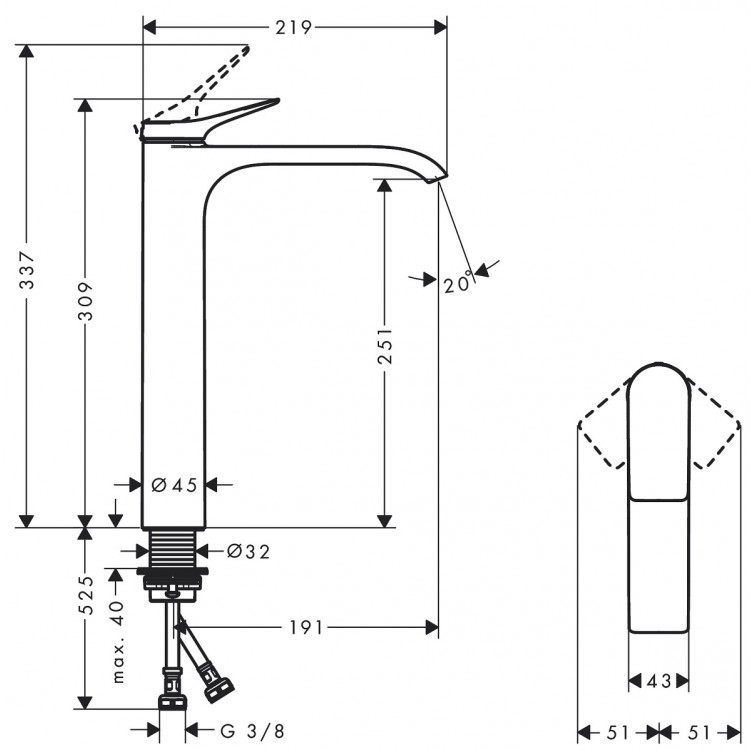 Hansgrohe Vivenis Izlietnes jaucējkrāns, 75040700 Hansgrohe Vivenis Izlietnes jaucējkrāns, 75040700